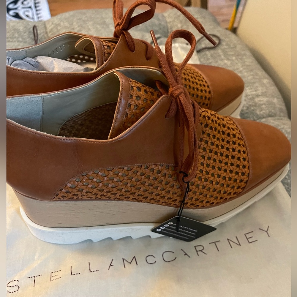 Stella McCartney Elyse Woven Platform Oxford Canyon/Bourbon - Picture 3 of 10